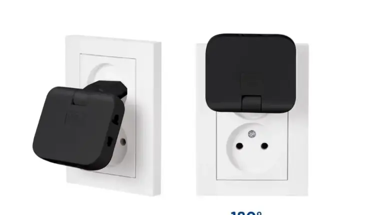 Тройник для розетки плоский поворотный 180, переходник