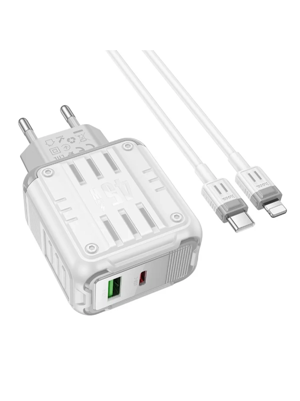 Сетевое зарядное устройство, 1 USB 3.0 QC+1 PD 45W (C136A) Сетевое зарядное устройство, 1 USB 3.0 QC+1 PD 45W (C136A)