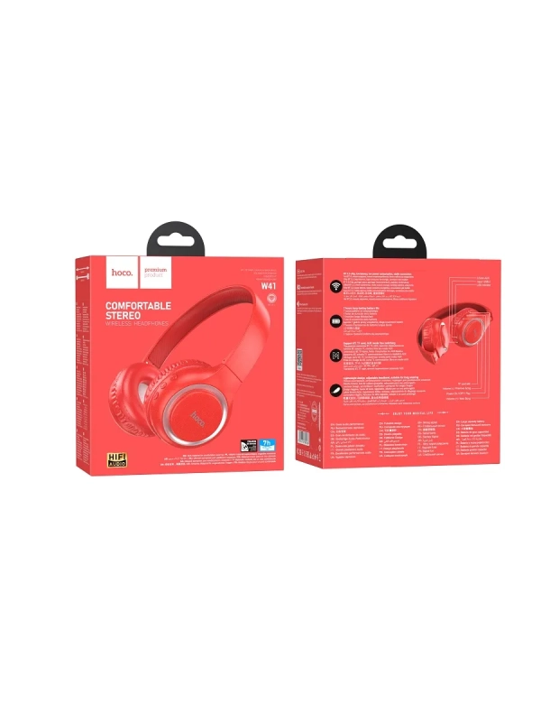 Наушники полноразмерные беспроводные W41 (Bluetooth) красный Наушники полноразмерные беспроводные W41 (Bluetooth) красный