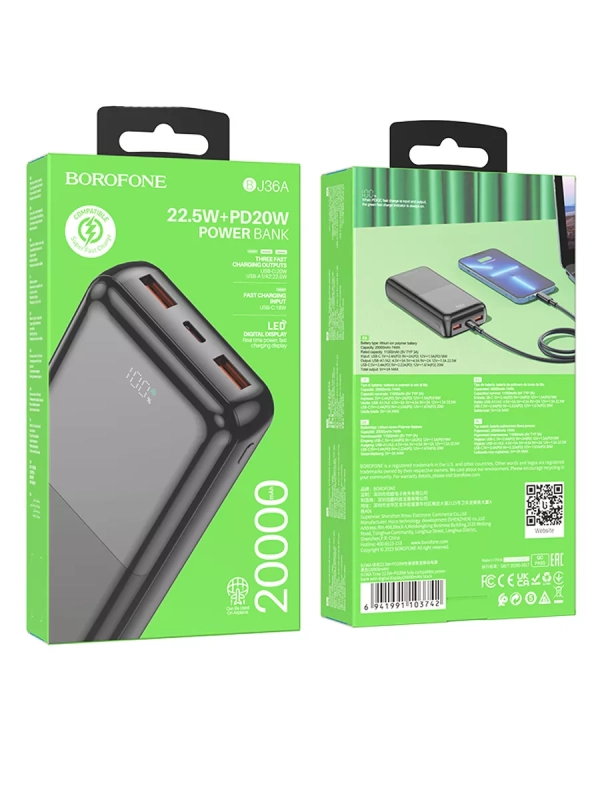 Внешний аккумулятор BJ36A 20000 mAh быстрая зарядка 22,5W Внешний аккумулятор BJ36A 20000 mAh быстрая зарядка 22,5W
