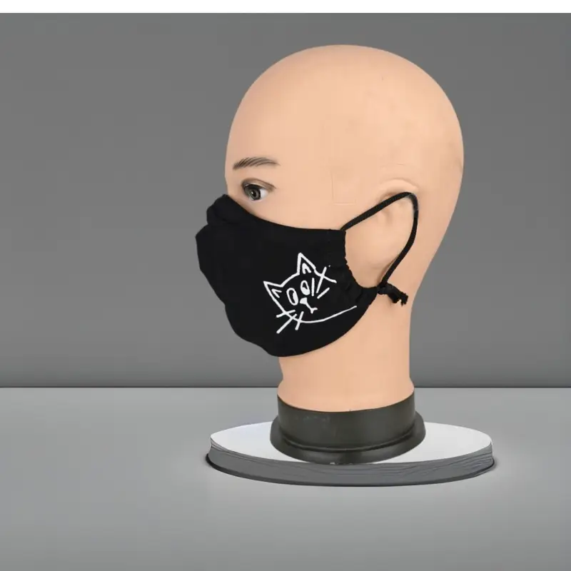 Маска многоразовая двухслойная лого котик (ткань,100% х/б) Маска многоразовая двухслойная лого котик (ткань,100% х/б)