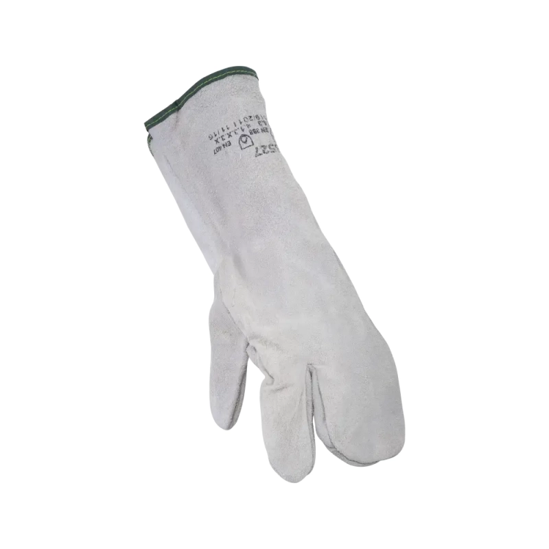 Краги спилковые сварщика трехпалые серые, арт. 6527