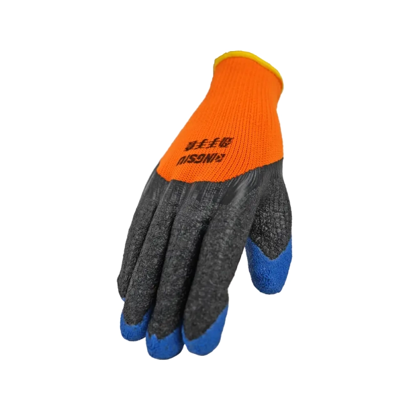 Перчатки трикотажные с  рифлёным латексным покрытием утеплённые ICE оранжевые Перчатки трикотажные с  рифлёным латексным покрытием утеплённые ICE оранжевые