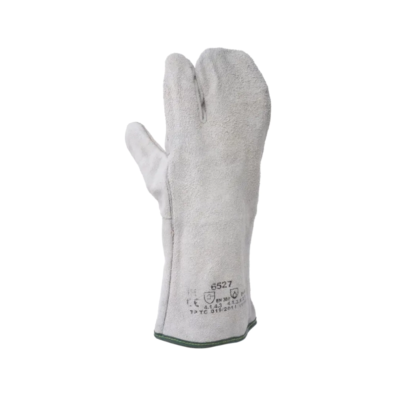 Краги спилковые сварщика трехпалые серые, арт. 6527