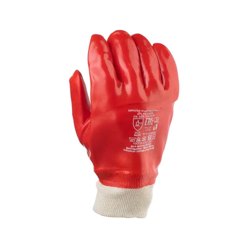 Перчатки облитые ПВХ, Гранат (красные МБС, подкладка Интерлок) Перчатки облитые ПВХ, Гранат (красные МБС, подкладка Интерлок)