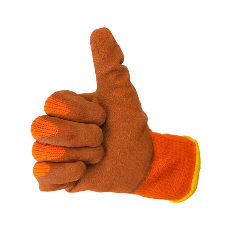 Перчатки трикотажные с  рифлёным латексным покрытием утеплённые ICE оранжевые Перчатки трикотажные с  рифлёным латексным покрытием утеплённые ICE оранжевые