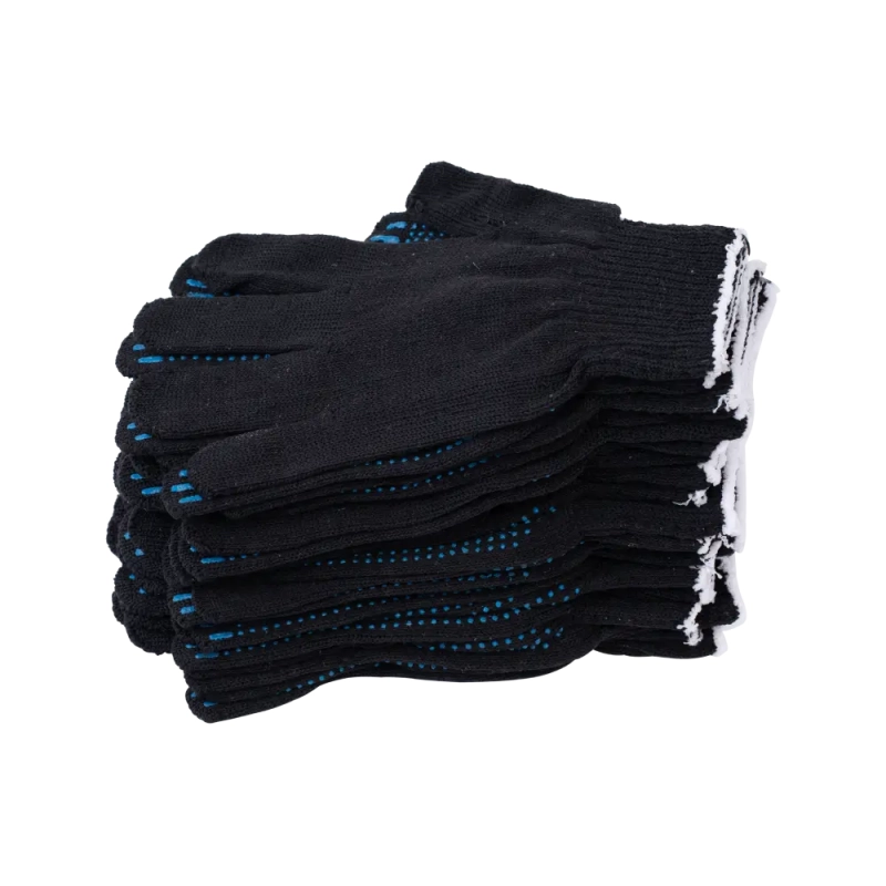 Перчатки х/б с ПВХ, 48гр, 10 класс, точка, черные Перчатки х/б с ПВХ, 48гр, 10 класс, точка, черные