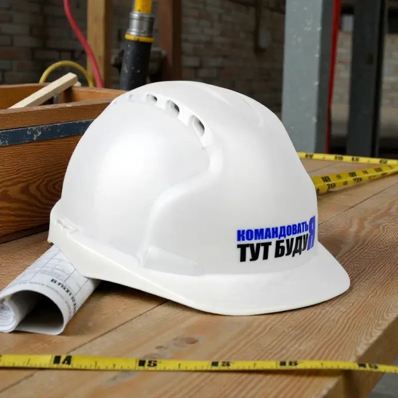 Каска защитная КОМАНДОВАТЬ ТУТ БУДУ Я с храповым механизмом Каска защитная КОМАНДОВАТЬ ТУТ БУДУ Я с храповым механизмом