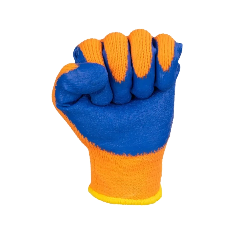 Перчатки трикотажные с  рифлёным латексным покрытием утеплённые ICE оранжевые Перчатки трикотажные с  рифлёным латексным покрытием утеплённые ICE оранжевые