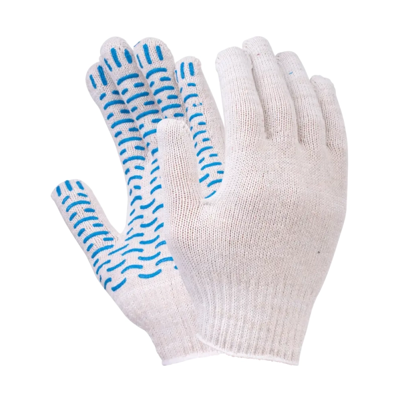 Перчатки х/б с ПВХ, 56гр, 7,5 класс, точка, белые Перчатки х/б с ПВХ, 56гр, 7,5 класс, точка, белые