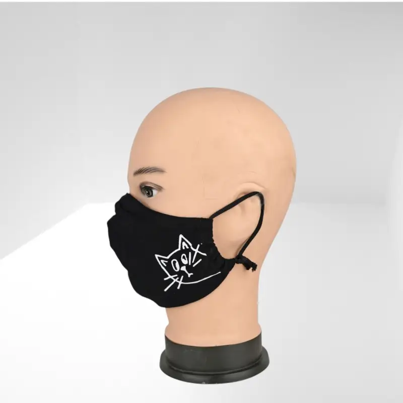 Маска многоразовая двухслойная лого котик (ткань,100% х/б) Маска многоразовая двухслойная лого котик (ткань,100% х/б)