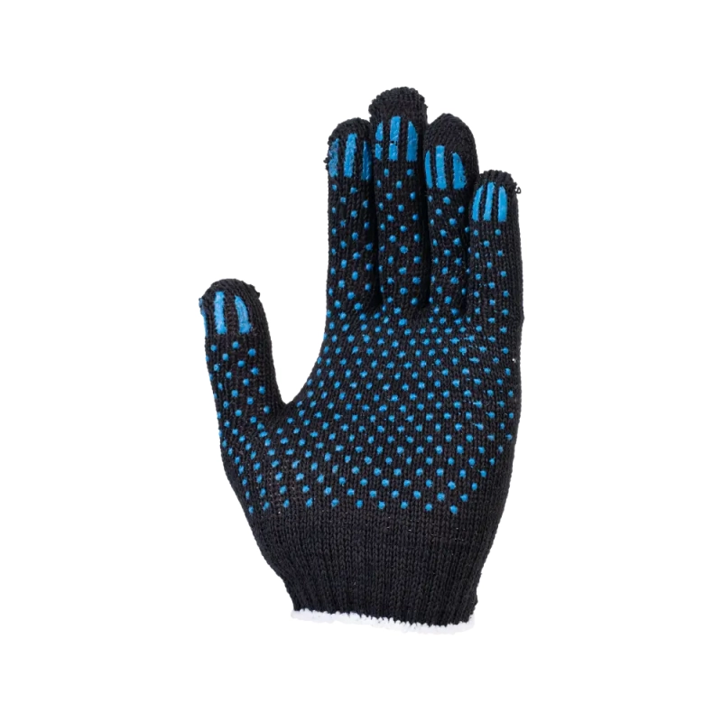 Перчатки х/б с ПВХ, 32гр, 10 класс, точка, черные Перчатки х/б с ПВХ, 32гр, 10 класс, точка, черные