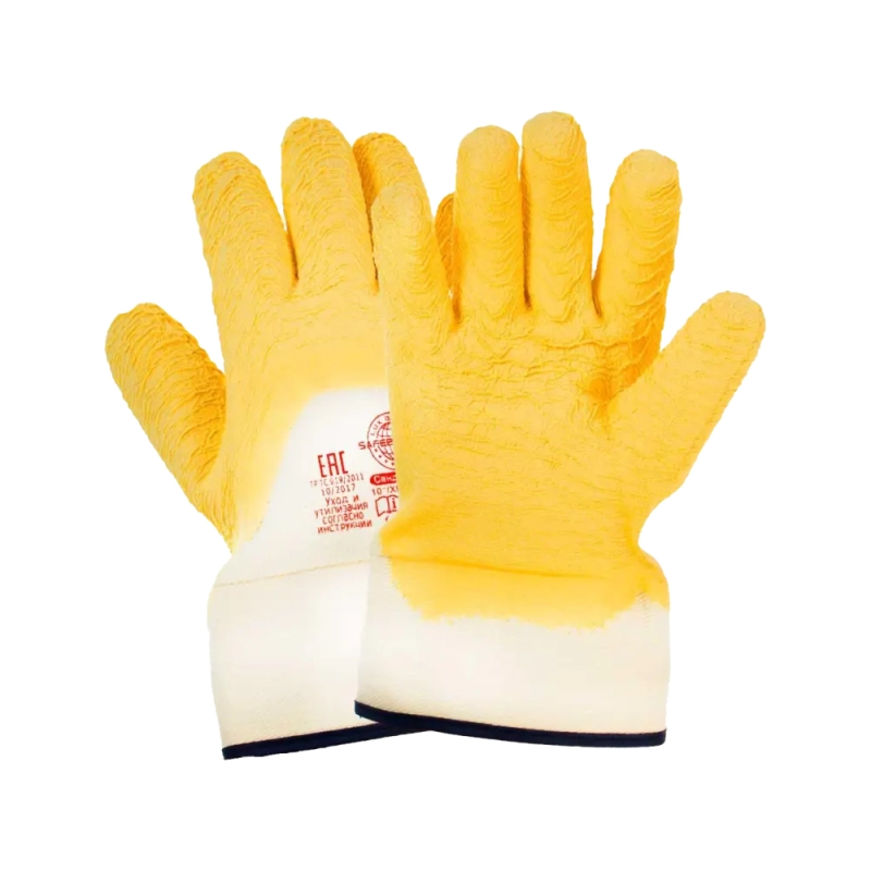 Перчатки с латексным покрытием, манжет - крага, Safeprotect