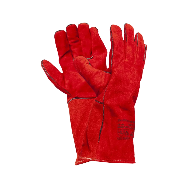 Краги спилковые сварщика пятипалые красные Трек-12, Fort 1007 Краги спилковые сварщика пятипалые красные Трек-12, Fort 1007