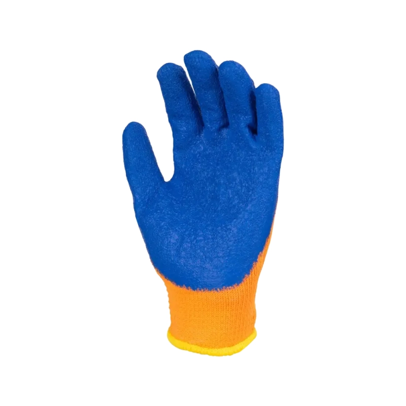 Перчатки трикотажные с  рифлёным латексным покрытием утеплённые ICE оранжевые Перчатки трикотажные с  рифлёным латексным покрытием утеплённые ICE оранжевые