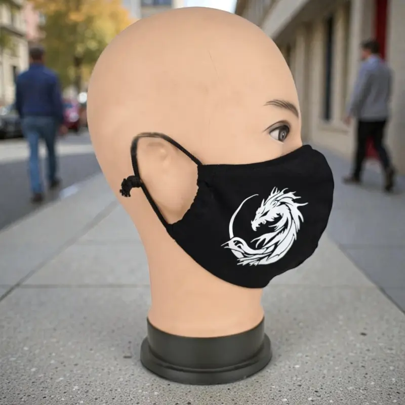 Маска многоразовая двухслойная лого дракон (ткань,100% х/б) Маска многоразовая двухслойная лого дракон (ткань,100% х/б)