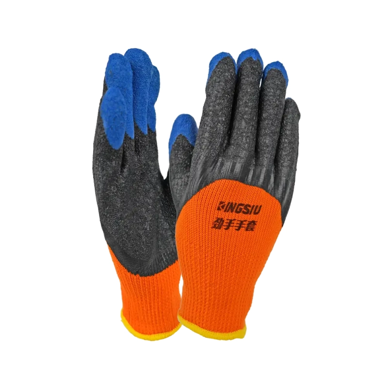 Перчатки трикотажные с  рифлёным латексным покрытием утеплённые ICE оранжевые Перчатки трикотажные с  рифлёным латексным покрытием утеплённые ICE оранжевые