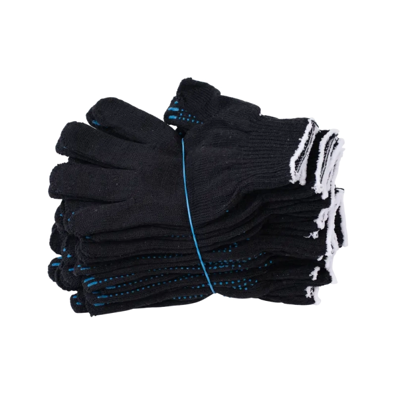 Перчатки х/б с ПВХ, 48гр, 10 класс, точка, черные Перчатки х/б с ПВХ, 48гр, 10 класс, точка, черные