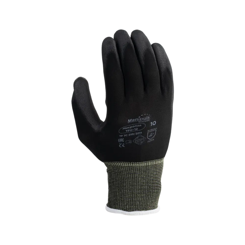 Перчатки нейлоновые с полиуретаном Manipula МикроПол (TPU-12), р.7 черные Перчатки нейлоновые с полиуретаном Manipula МикроПол (TPU-12), р.7 черные