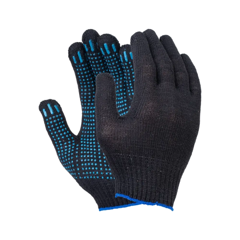 Перчатки х/б с ПВХ, 40гр, 10 класс, точка, черные Перчатки х/б с ПВХ, 40гр, 10 класс, точка, черные