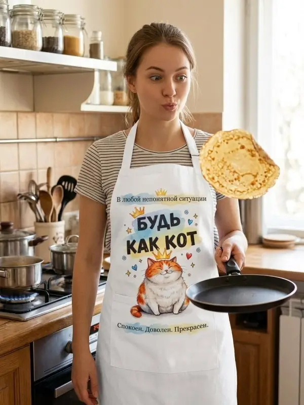 Трафарет для термопереноса на ткань и аксессуары будь как кот 20х28 см