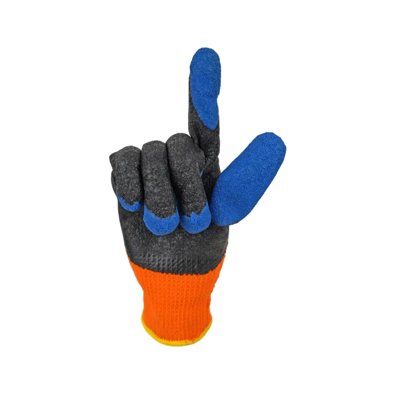 Перчатки трикотажные с  рифлёным латексным покрытием утеплённые ICE оранжевые Перчатки трикотажные с  рифлёным латексным покрытием утеплённые ICE оранжевые