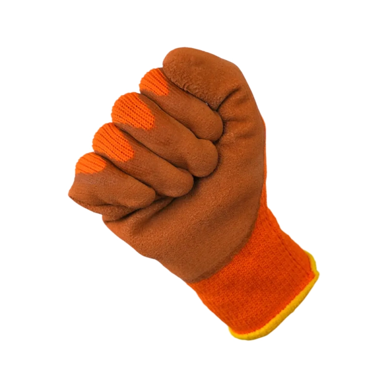 Перчатки трикотажные с  рифлёным латексным покрытием утеплённые ICE оранжевые Перчатки трикотажные с  рифлёным латексным покрытием утеплённые ICE оранжевые