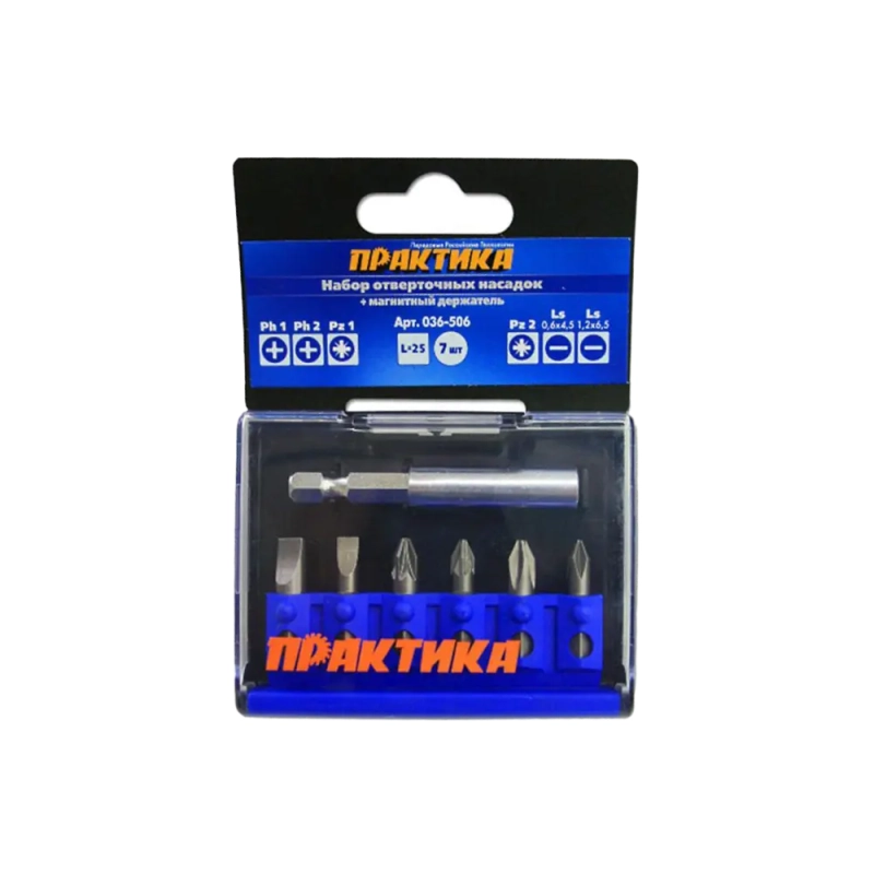 Набор бит 7 шт/уп, Практика 036-506 Профи Набор бит 7 шт/уп, Практика 036-506 Профи