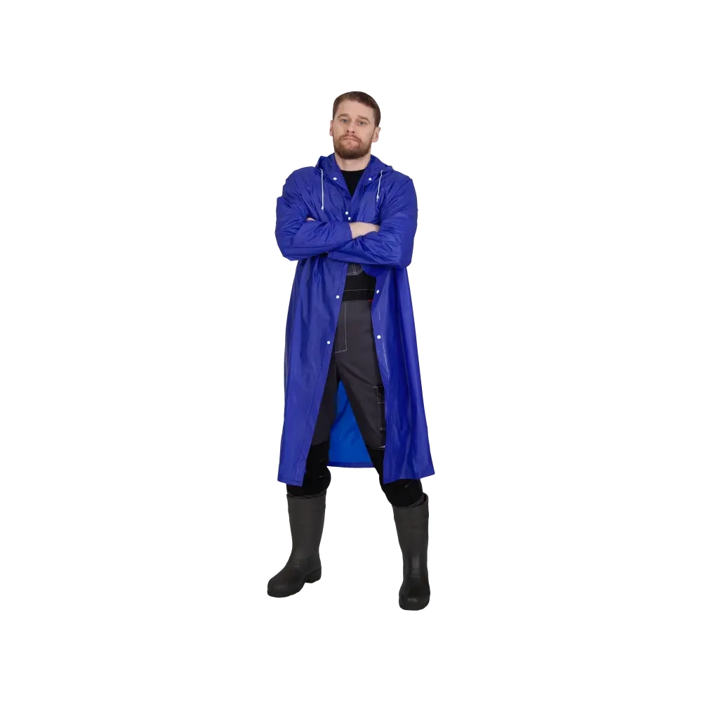 Плащ-дождевик №4 влагозащитный из ПВХ синий, с капюшоном, для мужчин и женщин (XL) Плащ-дождевик №4 влагозащитный из ПВХ синий, с капюшоном, для мужчин и женщин (XL)