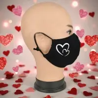 Маска многоразовая двухслойная лого сердечки (ткань,100% х/б)
