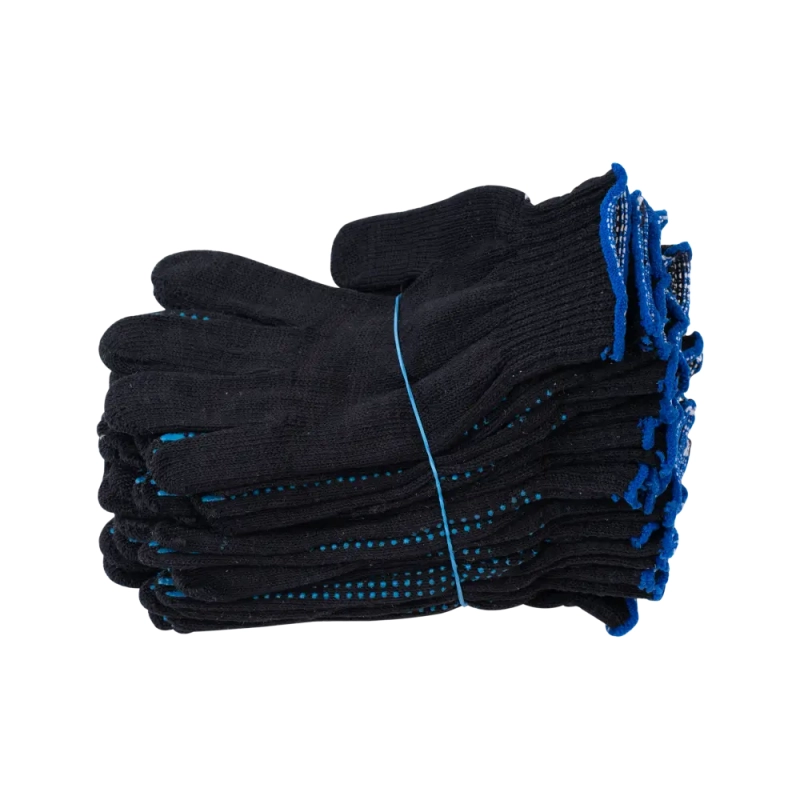 Перчатки х/б с ПВХ, 40гр, 10 класс, точка, черные Перчатки х/б с ПВХ, 40гр, 10 класс, точка, черные