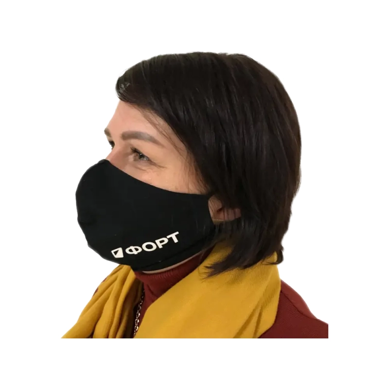 Маска многоразовая двухслойная (ткань,100% х/б) черная Маска многоразовая двухслойная (ткань,100% х/б) черная