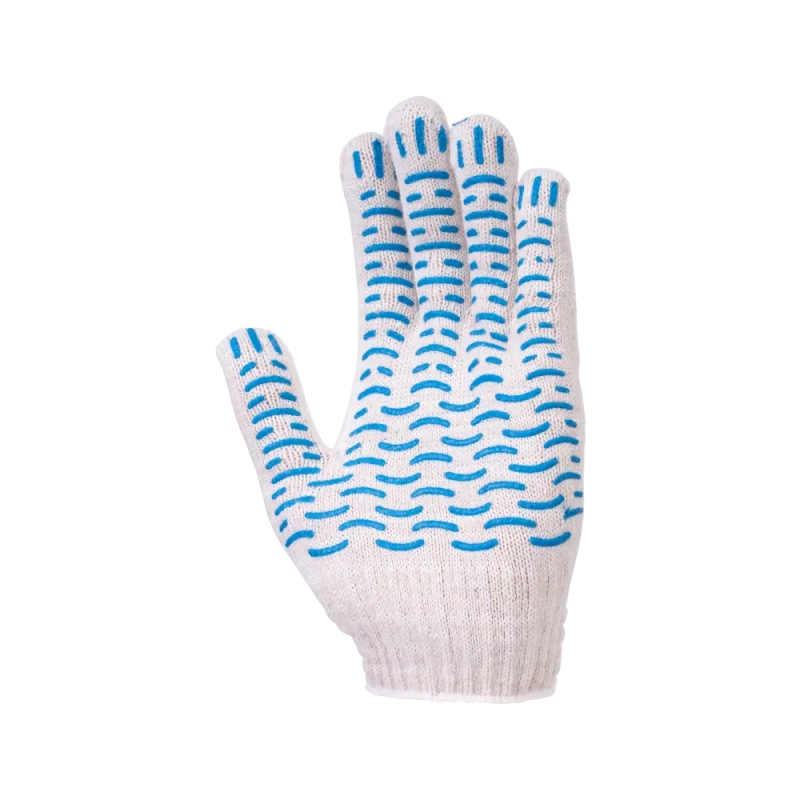 Перчатки х/б с ПВХ, 56гр, 7,5 класс, точка, белые Перчатки х/б с ПВХ, 56гр, 7,5 класс, точка, белые