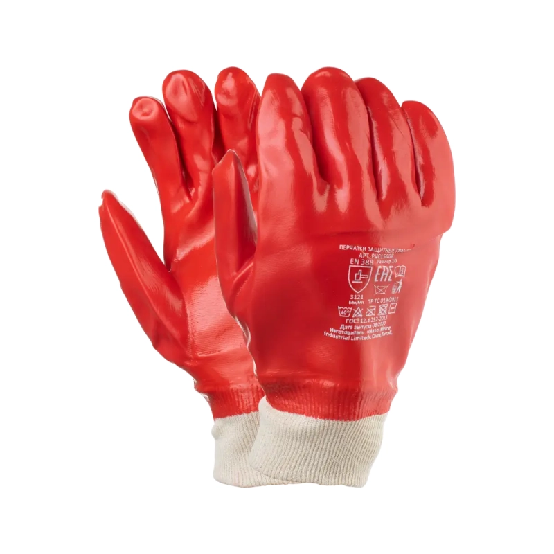 Перчатки облитые ПВХ, Гранат (красные МБС, подкладка Интерлок) Перчатки облитые ПВХ, Гранат (красные МБС, подкладка Интерлок)