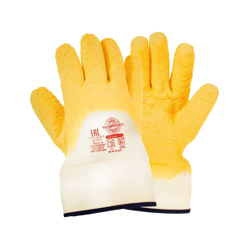 Перчатки с латексным покрытием, манжет - крага, Safeprotect