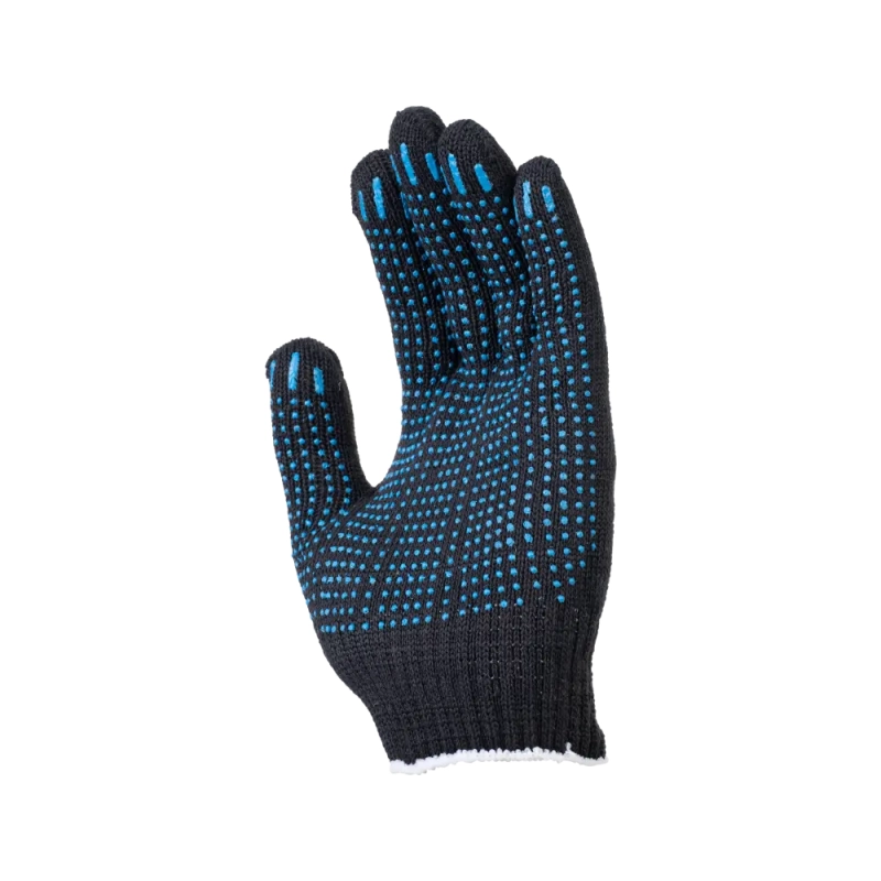 Перчатки х/б с ПВХ, 48гр, 10 класс, точка, черные Перчатки х/б с ПВХ, 48гр, 10 класс, точка, черные