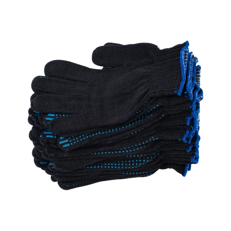 Перчатки х/б с ПВХ, 40гр, 10 класс, точка, черные Перчатки х/б с ПВХ, 40гр, 10 класс, точка, черные