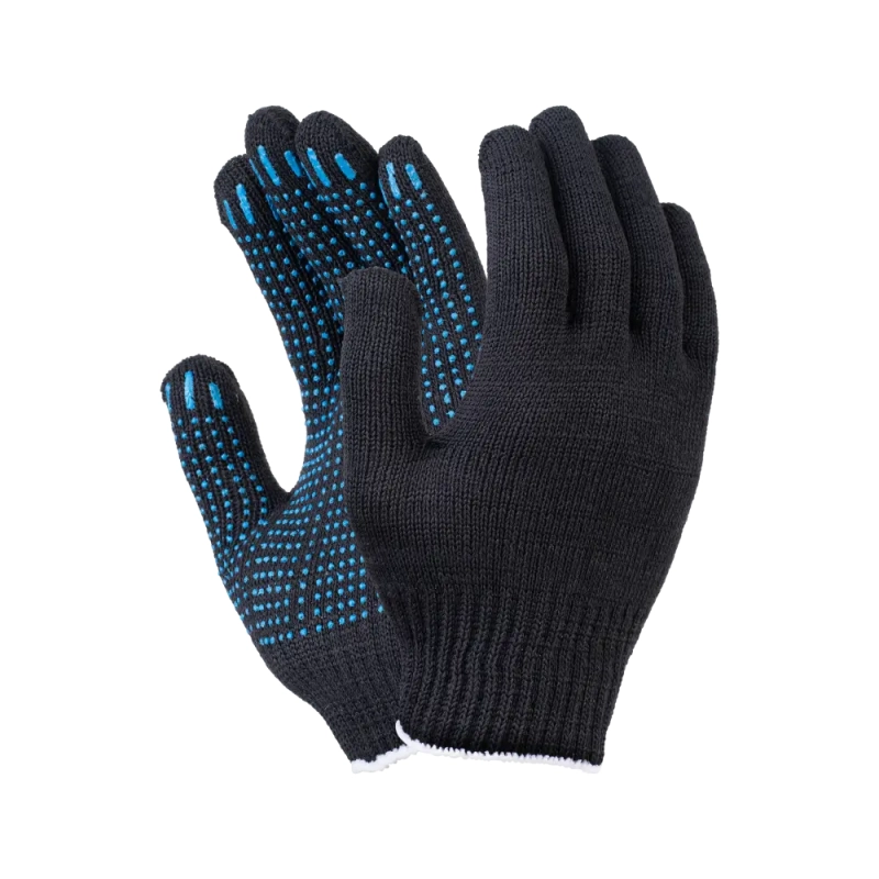 Перчатки х/б с ПВХ, 48гр, 10 класс, точка, черные Перчатки х/б с ПВХ, 48гр, 10 класс, точка, черные