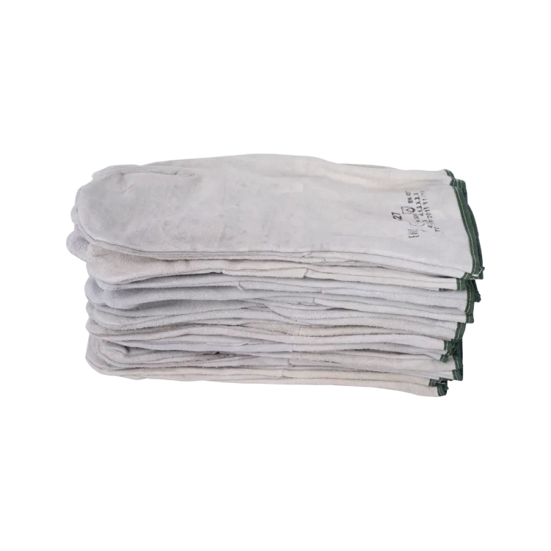 Краги спилковые сварщика трехпалые серые, арт. 6527