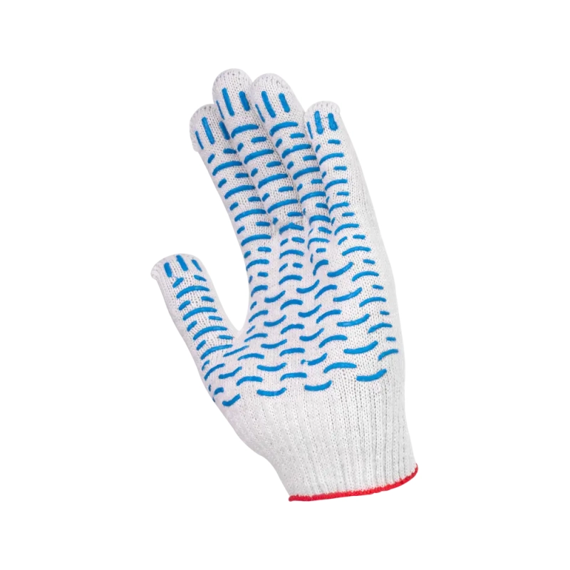 Перчатки х/б с ПВХ, 44гр, 10 класс, волна, белые Перчатки х/б с ПВХ, 44гр, 10 класс, волна, белые
